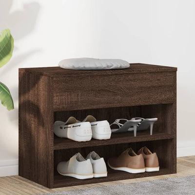 Shoe Chest Smoked Oak Wide & Deep 5 Compartments