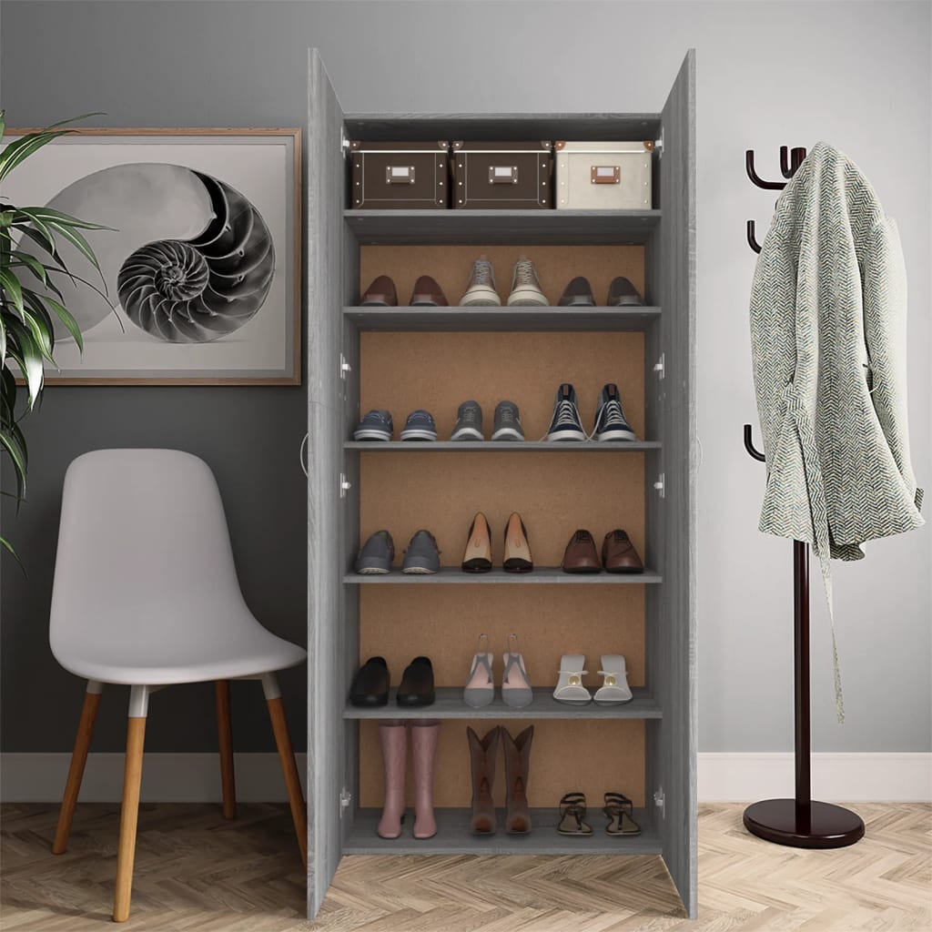 Shoe Cabinet Sonoma Reclaimed Wood 2 Compartments Tall & Skinny