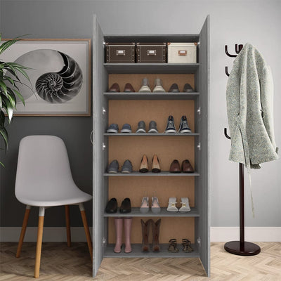 Shoe Cabinet Sonoma Reclaimed Wood 2 Compartments Tall & Skinny