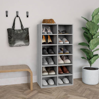 Shoe Cabinet Sonoma Reclaimed Wood 12 Compartments Tall & Skinny
