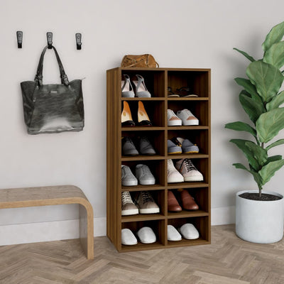 Shoe Cabinet Sonoma Reclaimed Wood 12 Compartments Tall & Skinny