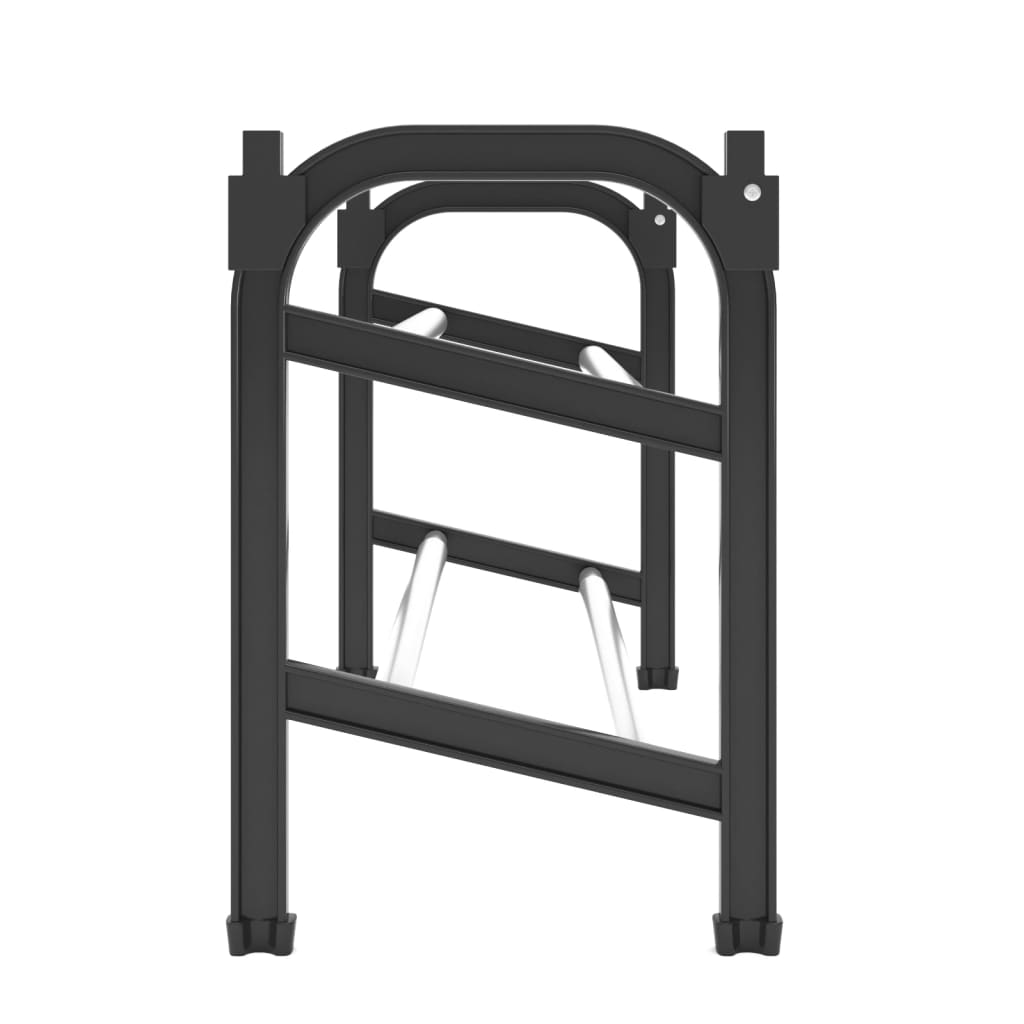 Shoe Rack Black and Silver Aluminum 2 Tiers