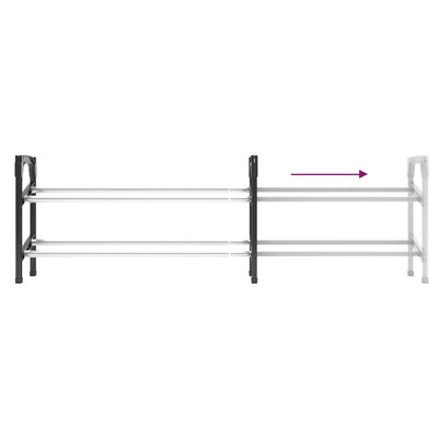 Shoe Rack Black and Silver Aluminum 2 Tiers