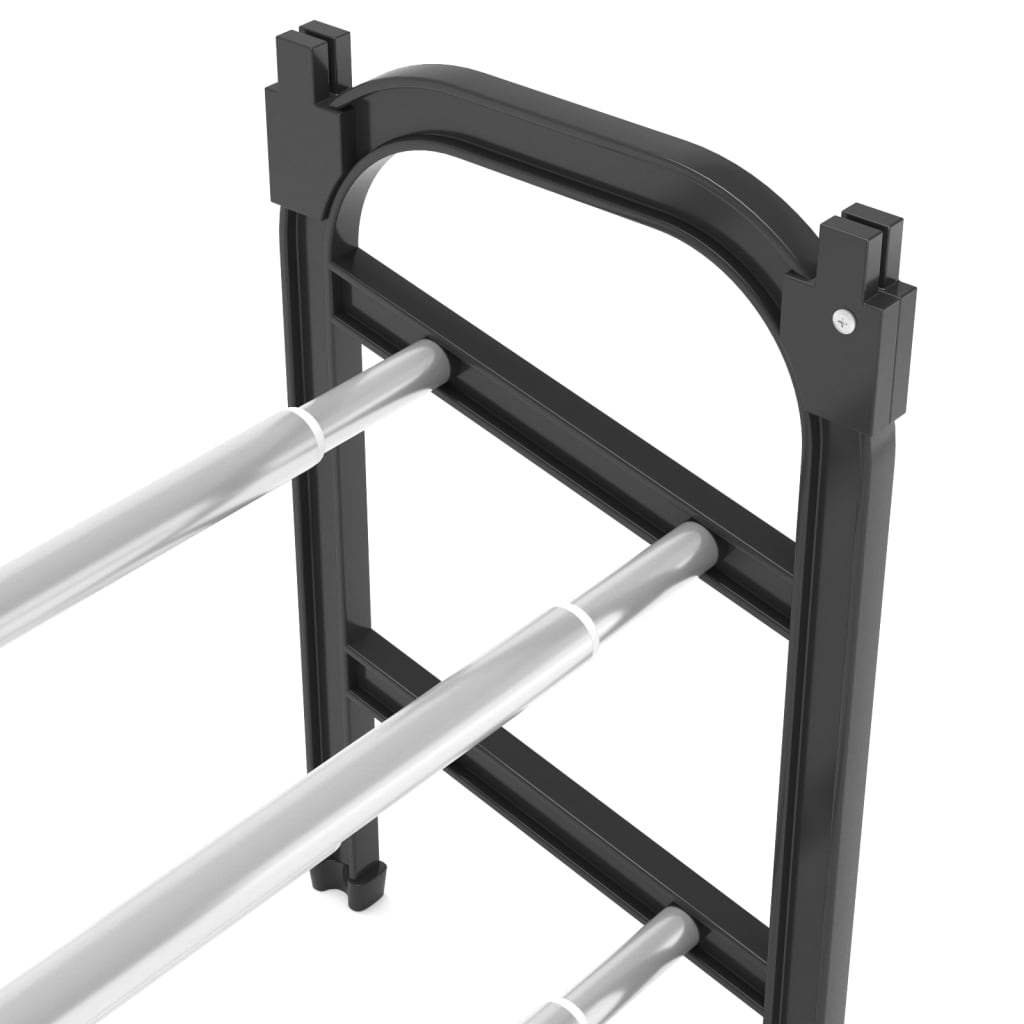 Shoe Rack Black and Silver Aluminum 2 Tiers