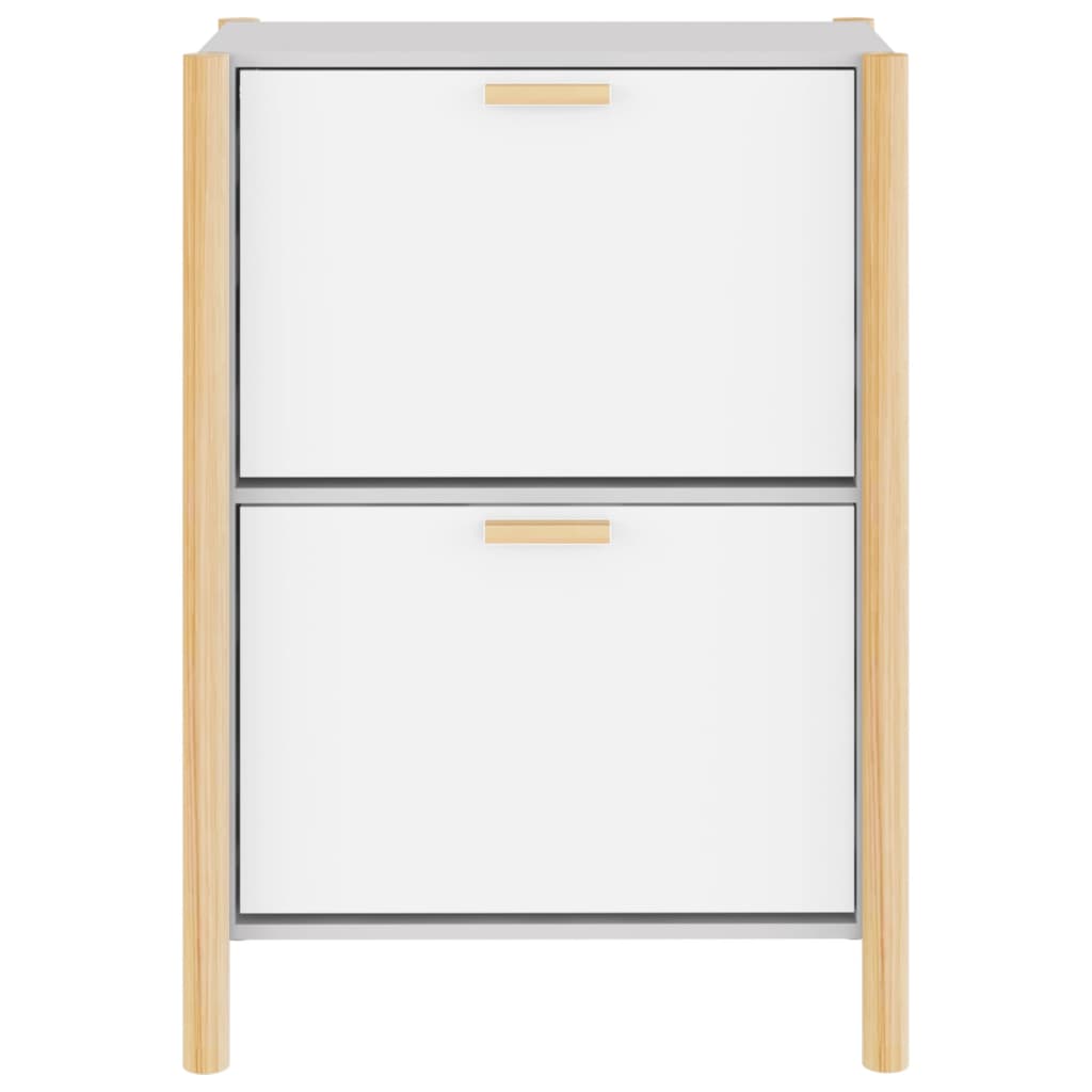 Shoe Cabinet Natural Solid Pine Medium 2 Drop-Down Drawers