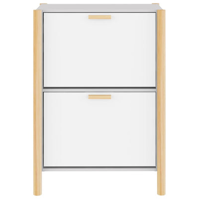 Shoe Cabinet Natural Solid Pine Medium 2 Drop-Down Drawers