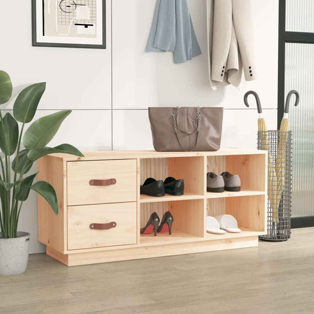Arc Shoe Bench Natural Pine 6 Compartments Wide & Deep