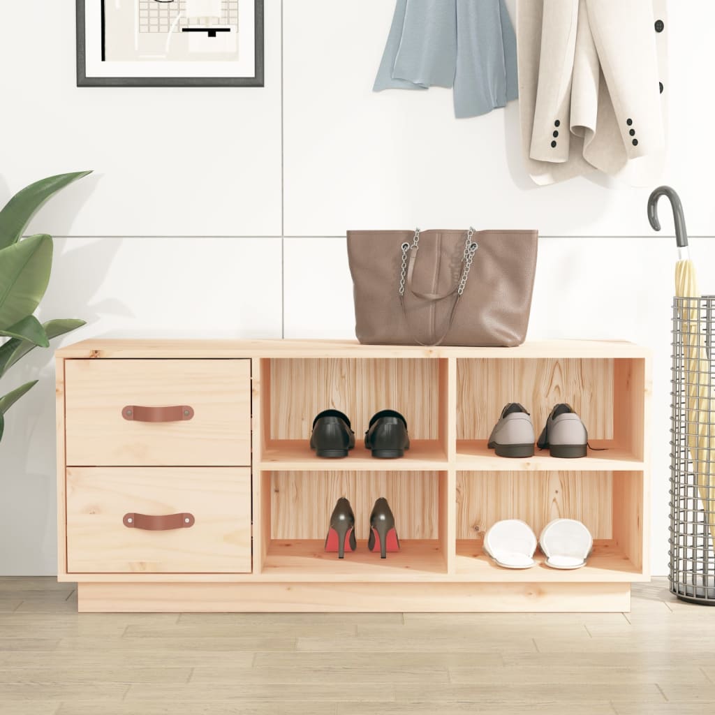 Arc Shoe Bench Natural Pine 6 Compartments Wide & Deep