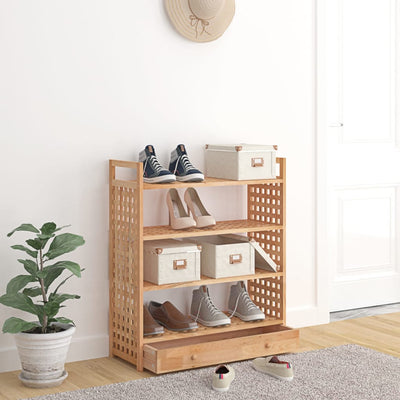 Shoe Rack Solid Walnut 4 Tiers