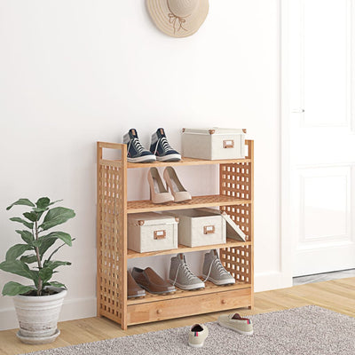 Shoe Rack Solid Walnut 4 Tiers