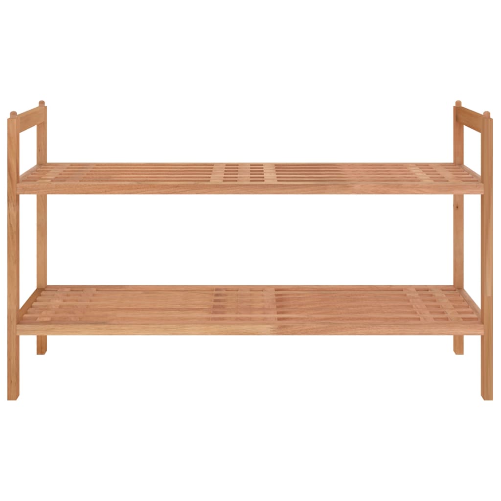 Shoe Rack Solid Walnut 2 Tiers