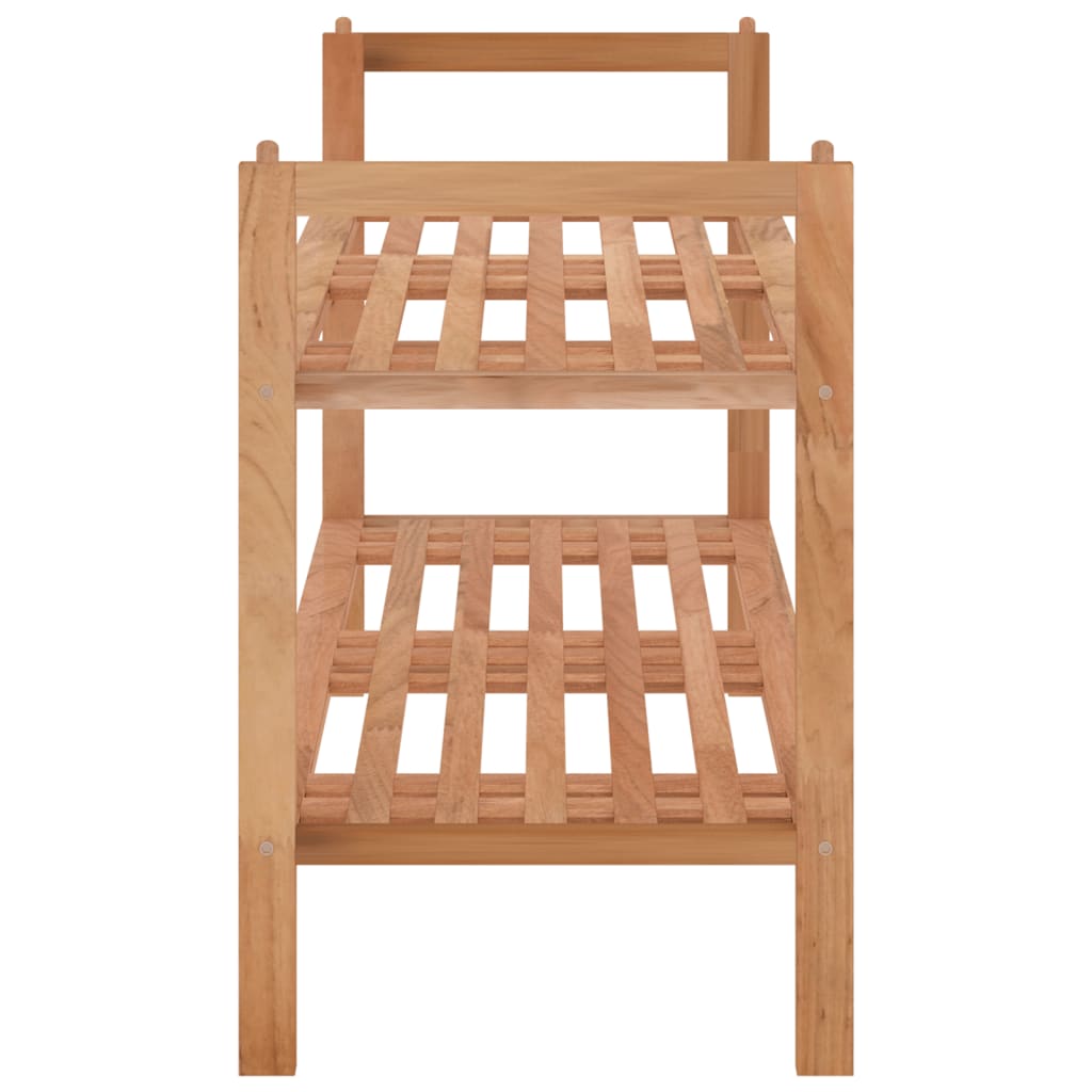 Shoe Rack Solid Walnut 2 Tiers