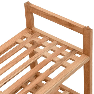 Shoe Rack Solid Walnut 2 Tiers