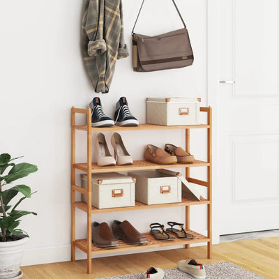 Shoe Rack Solid Walnut 4 Tiers