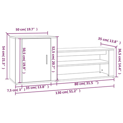 Arc Shoe Cabinet Solid Oak 7 Compartments Rectangular