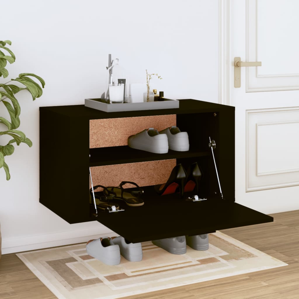 Luxo Wall-mounted Shoe Cabinet Solid Pine 2 Compartments
