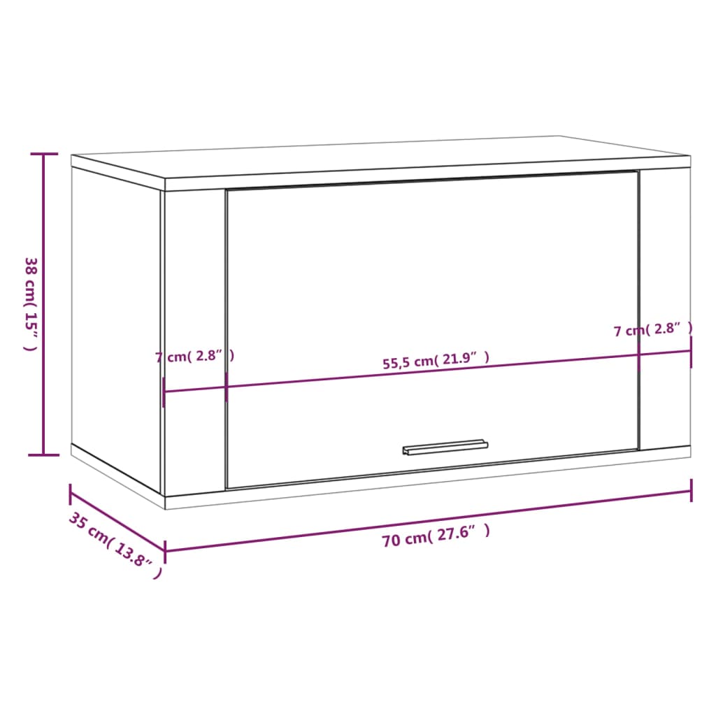 Luxo Wall-mounted Shoe Cabinet Solid Pine 2 Compartments