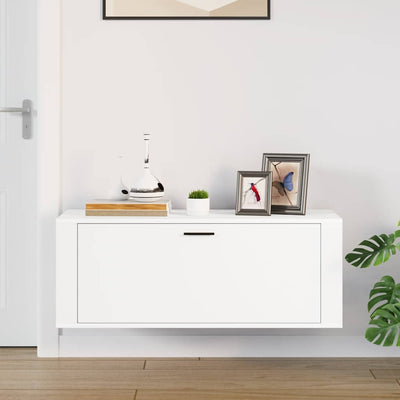 Wall Shoe Cabinet Rich Grain Wood 1 Drop-Down Drawer