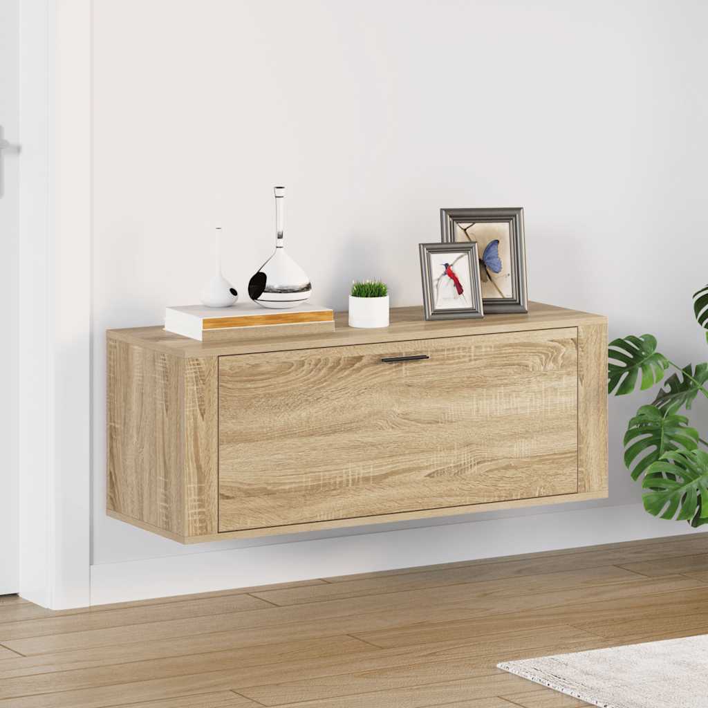 Wall Shoe Cabinet Rich Grain Wood 1 Drop-Down Drawer