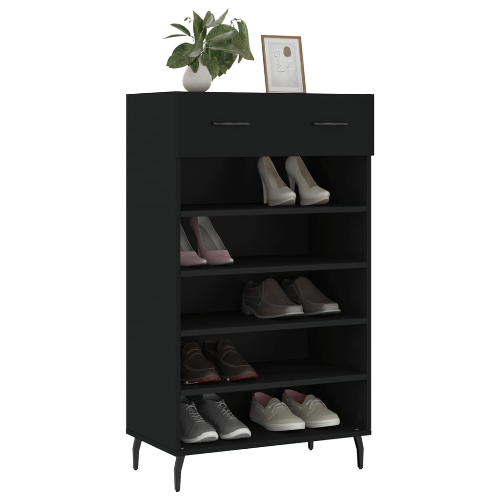 18 Pair Modern Industrial Wooden Shoe Cabinet With 5 Tiers & 1 Drawer