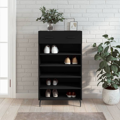 18 Pair Modern Industrial Wooden Shoe Cabinet With 5 Tiers & 1 Drawer
