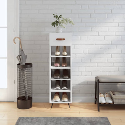 18 Pair Modern Industrial Wooden Shoe Cabinet With 5 Tiers & 1 Drawer