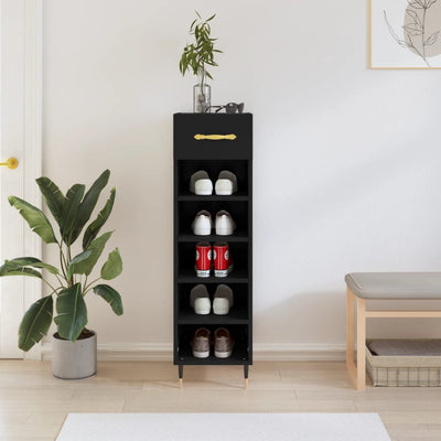 18 Pair Modern Industrial Wooden Shoe Cabinet With 5 Tiers & 1 Drawer