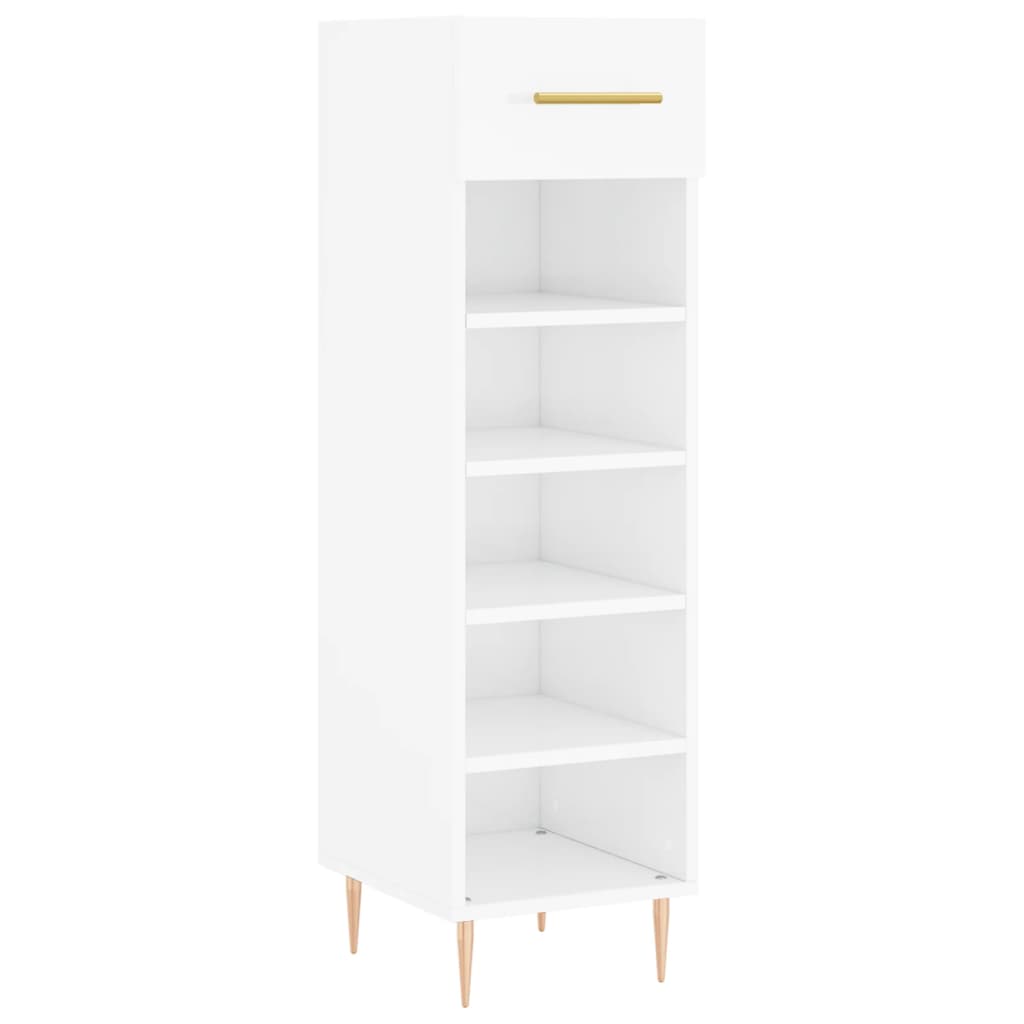 Luxo Shoe Cabinet Solid Oak 5 Compartments Tall & Skinny & Metal Feet