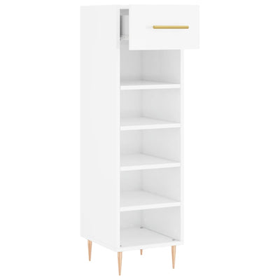 Luxo Shoe Cabinet Solid Oak 5 Compartments Tall & Skinny & Metal Feet