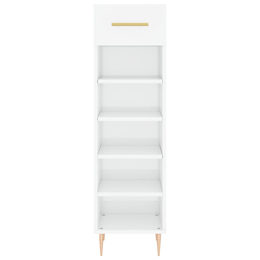 Luxo Shoe Cabinet Solid Oak 5 Compartments Tall & Skinny & Metal Feet