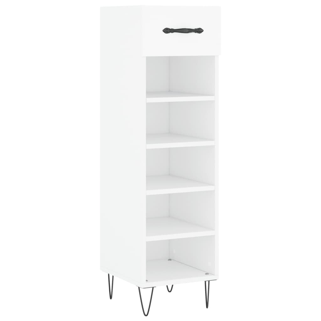 Luxo Shoe Cabinet Solid Oak 5 Compartments Tall & Skinny & Metal Feet