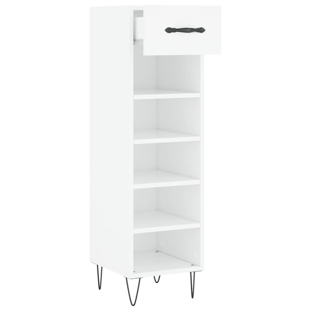 Luxo Shoe Cabinet Solid Oak 5 Compartments Tall & Skinny & Metal Feet