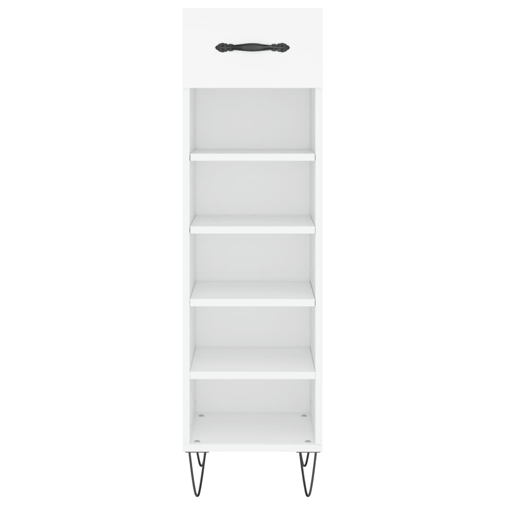 Luxo Shoe Cabinet Solid Oak 5 Compartments Tall & Skinny & Metal Feet