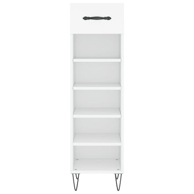 Luxo Shoe Cabinet Solid Oak 5 Compartments Tall & Skinny & Metal Feet