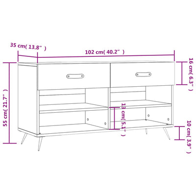 Luxo Shoe Cabinet Solid Oak 6 Compartments Rectangular & Metal Feet
