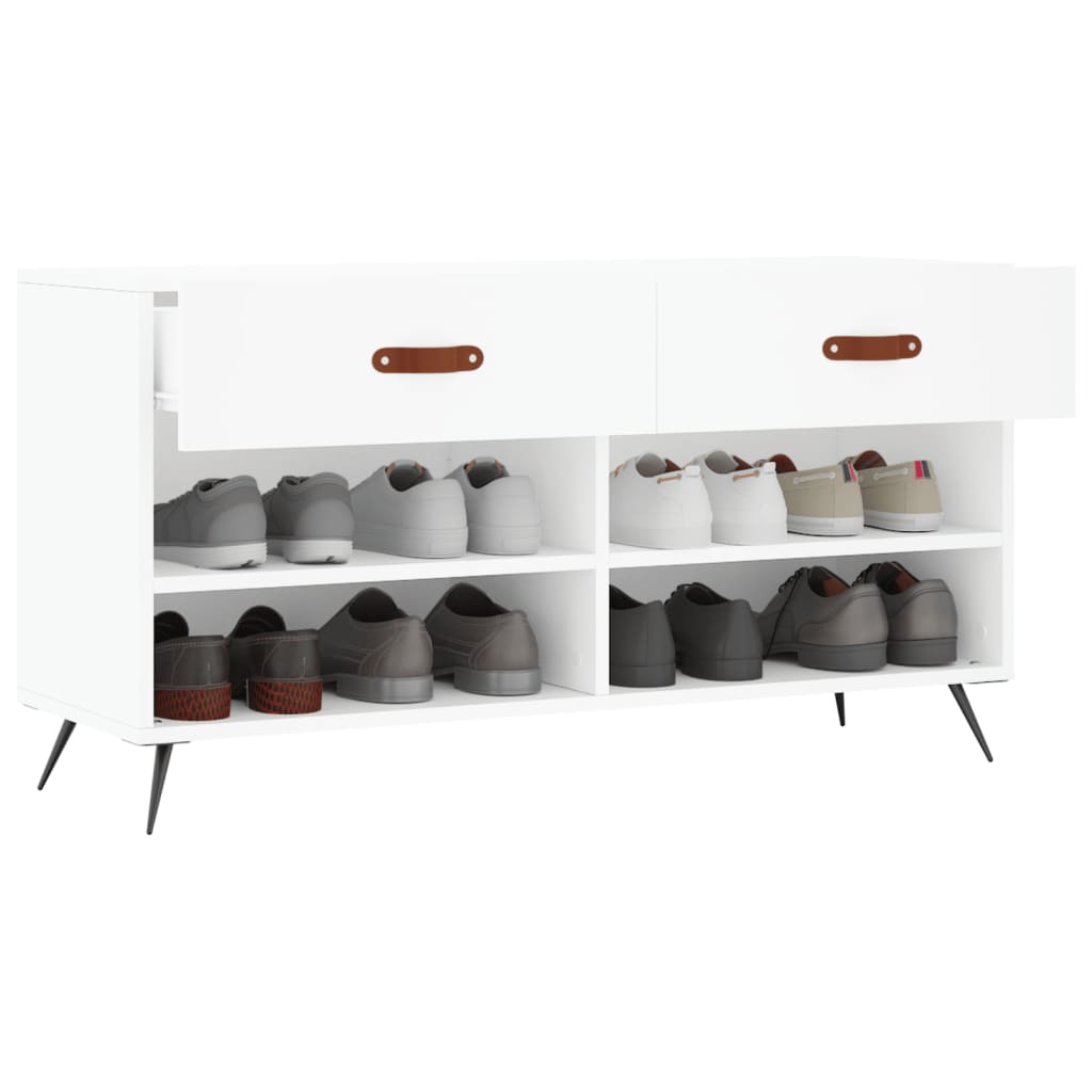 Luxo Shoe Cabinet Solid Oak 6 Compartments Rectangular & Metal Feet