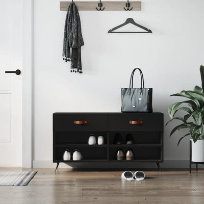 Luxo Shoe Cabinet Solid Oak 6 Compartments Rectangular & Metal Feet