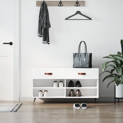 Luxo Shoe Cabinet Solid Oak 6 Compartments Rectangular & Metal Feet
