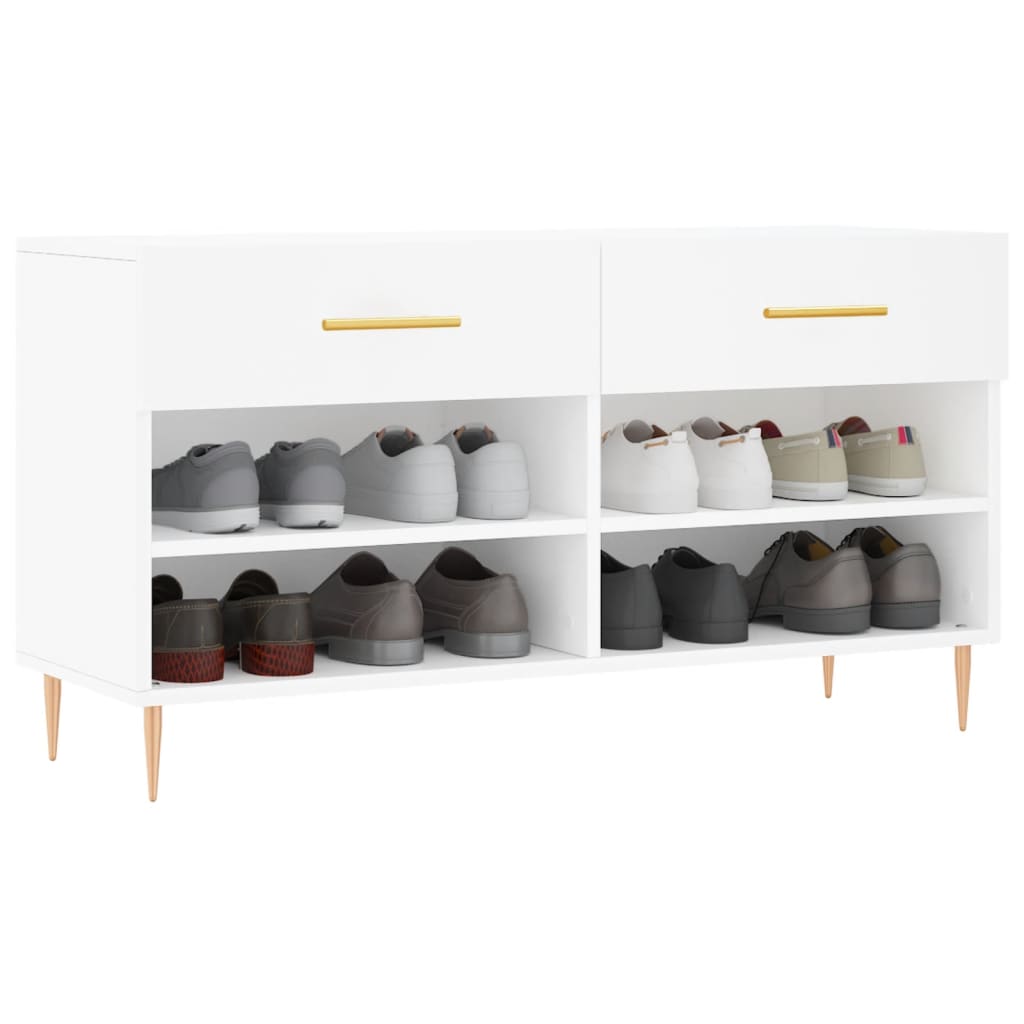 Luxo Shoe Cabinet Solid Oak 6 Compartments Rectangular & Metal Feet