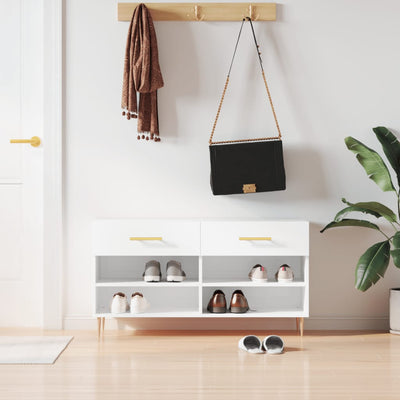 Luxo Shoe Cabinet Solid Oak 6 Compartments Rectangular & Metal Feet