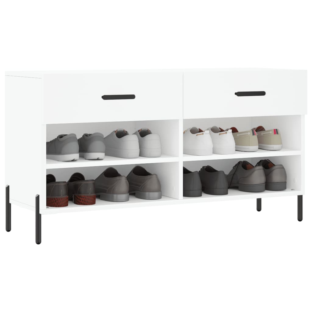Luxo Shoe Cabinet Solid Oak 6 Compartments Rectangular & Metal Feet