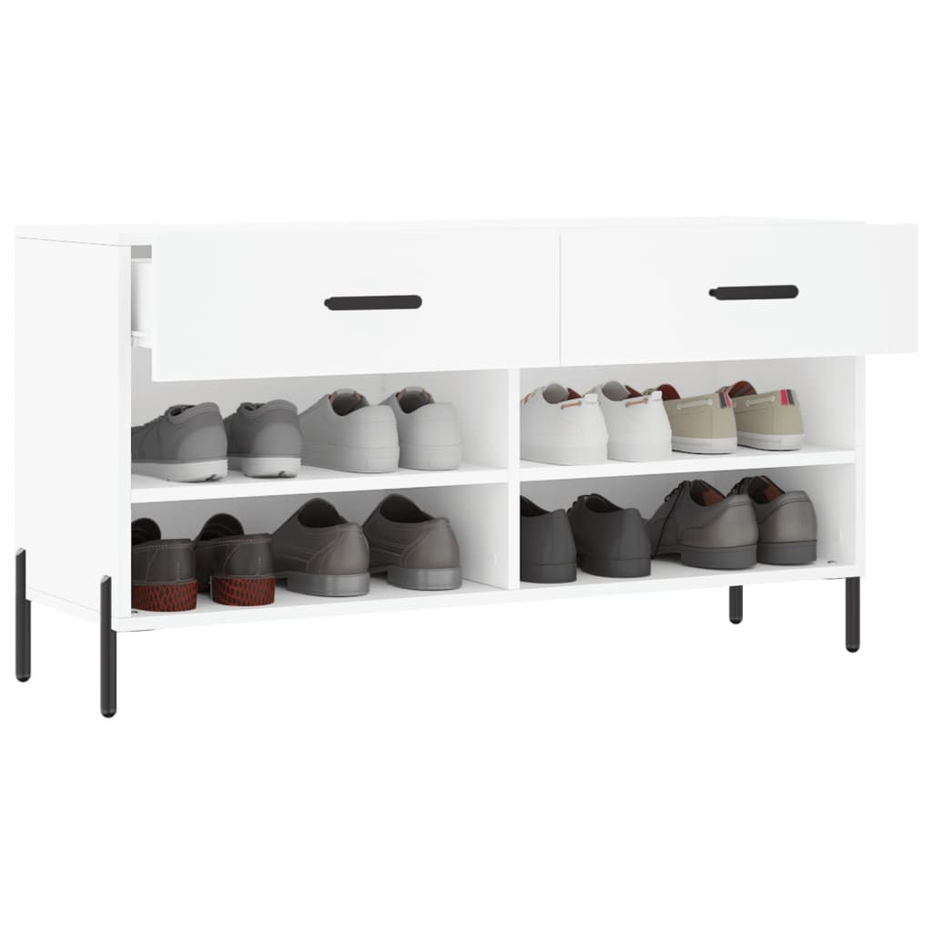Luxo Shoe Cabinet Solid Oak 6 Compartments Rectangular & Metal Feet