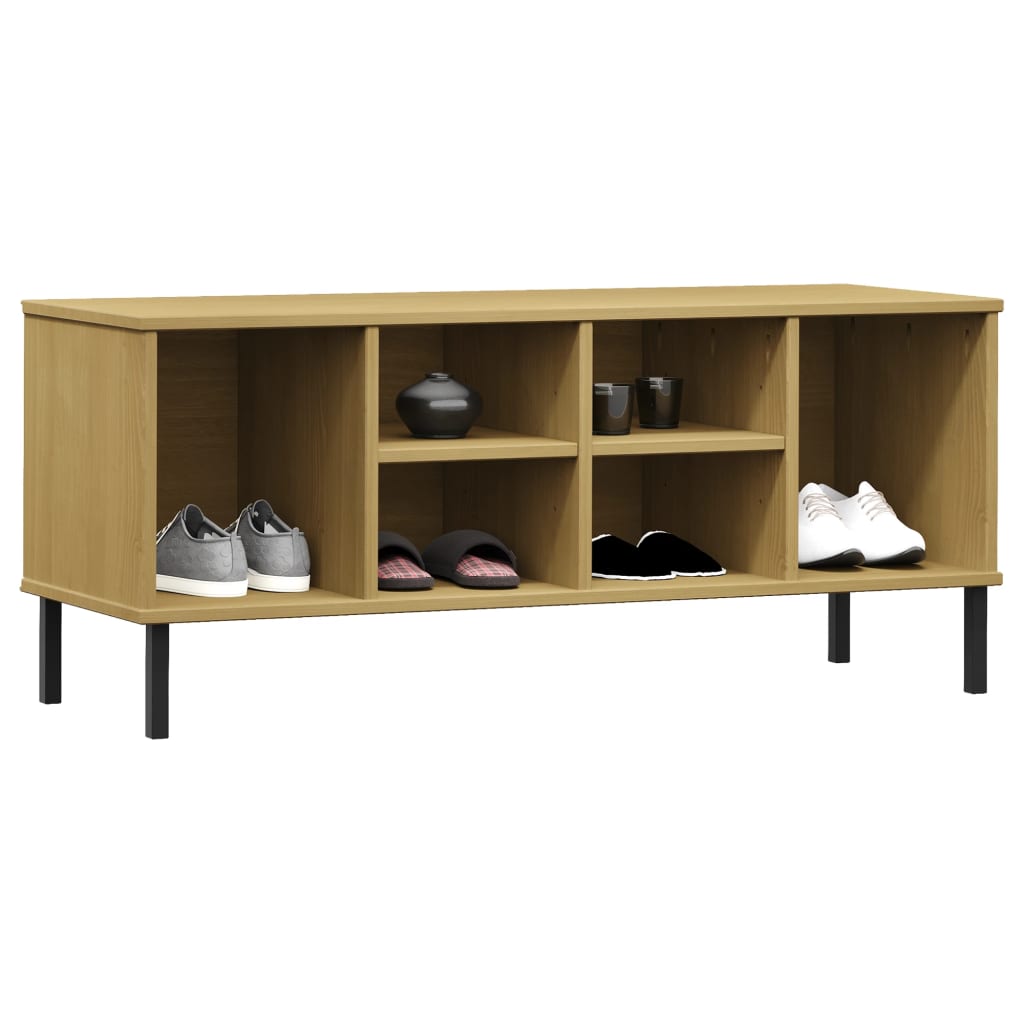 Shoe Rack Solid Pine & Metal Wide & Deep 6 Compartments