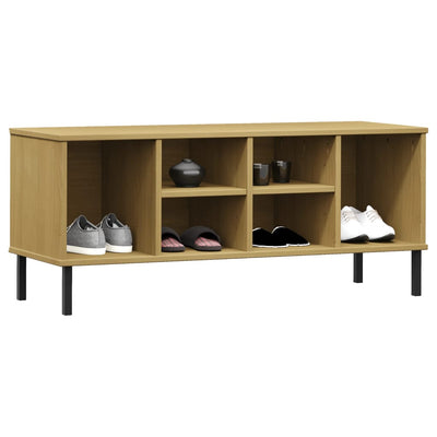 Shoe Rack Solid Pine & Metal Wide & Deep 6 Compartments