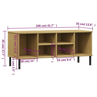 Shoe Rack Solid Pine & Metal Wide & Deep 6 Compartments