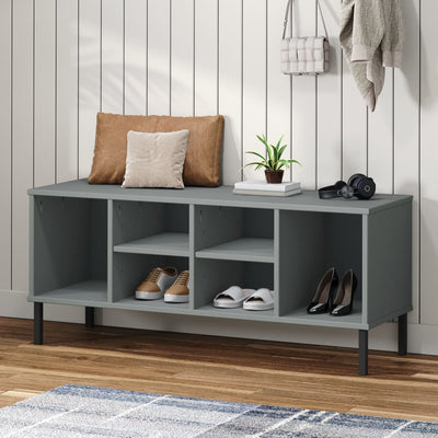 Shoe Rack Solid Pine & Metal Wide & Deep 6 Compartments