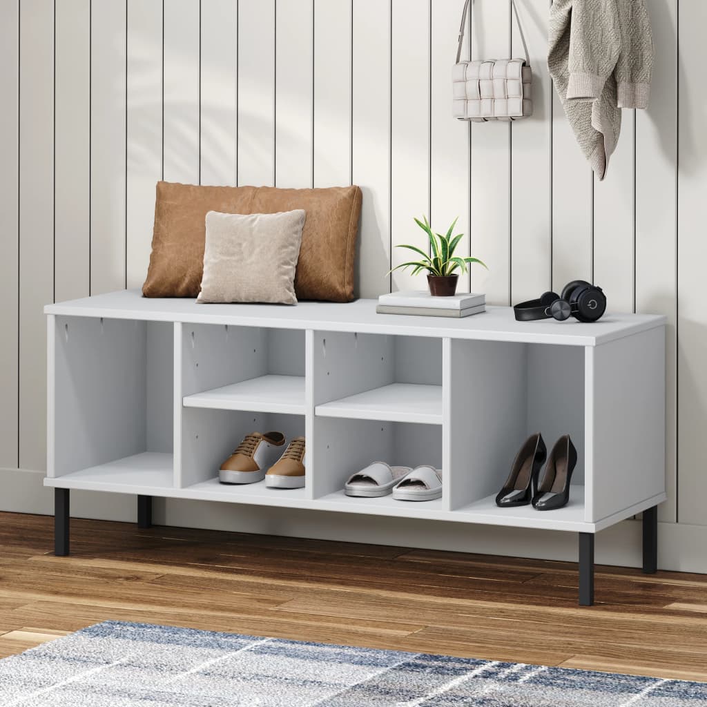 Shoe Rack Solid Pine & Metal Wide & Deep 6 Compartments