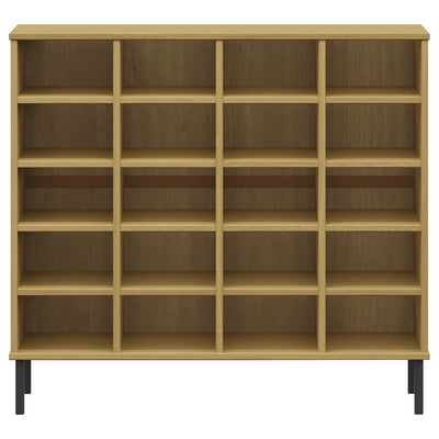 Shoe Rack Solid Pine & Metal Rectangular 20 Compartments Large