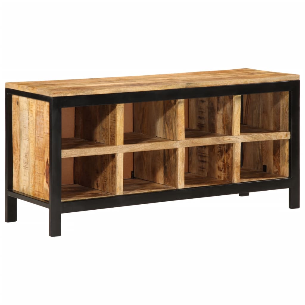 Shoe Bench Natural Mango Wood 8 Compartments Wide & Long