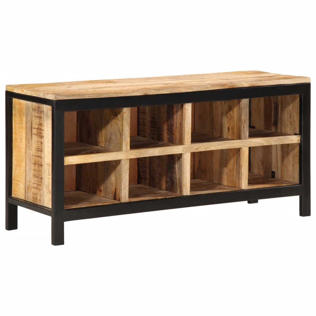 Shoe Bench Natural Mango Wood 8 Compartments Wide & Long